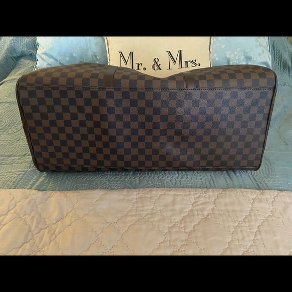 Duffel Overnight Bags - Checkered PU Vegan Leather- BROWN designer inspired - Picture 2 of 6